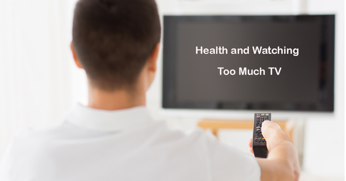 Health and Watching Too Much TV. Picture of a caucasian male watching TV and holding the remote.